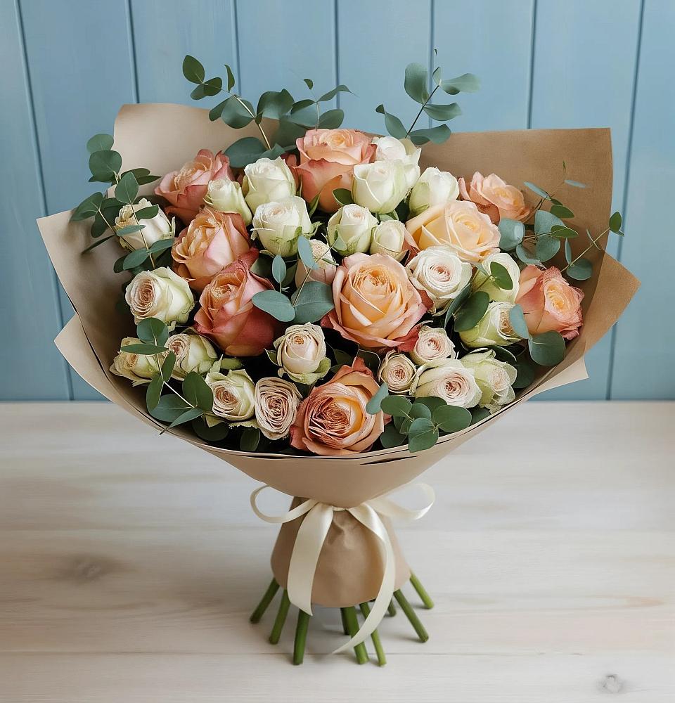 Букет цветов из: Альстромерии и Розы в Лодейном Поле