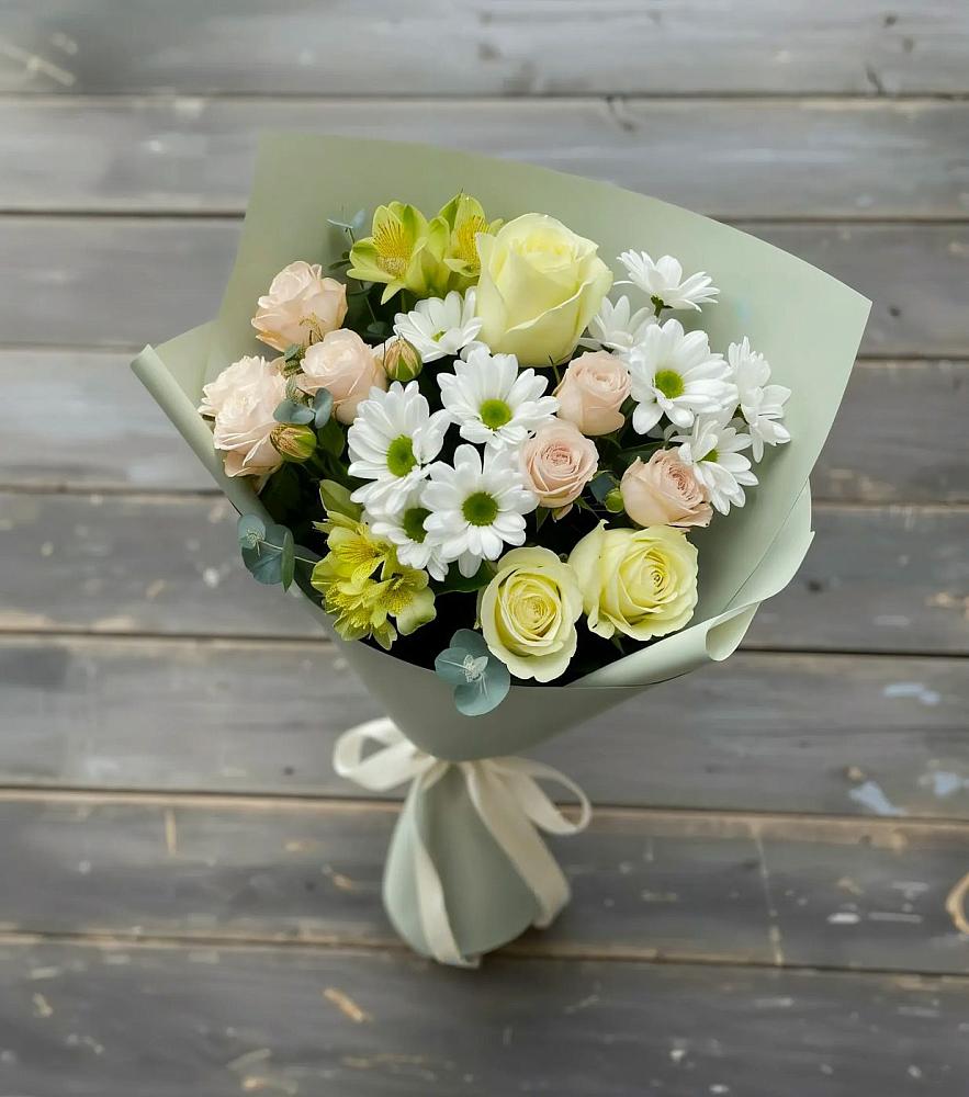Букет цветов из: Альстромерии, Розы и Хризантемы в Лодейном Поле