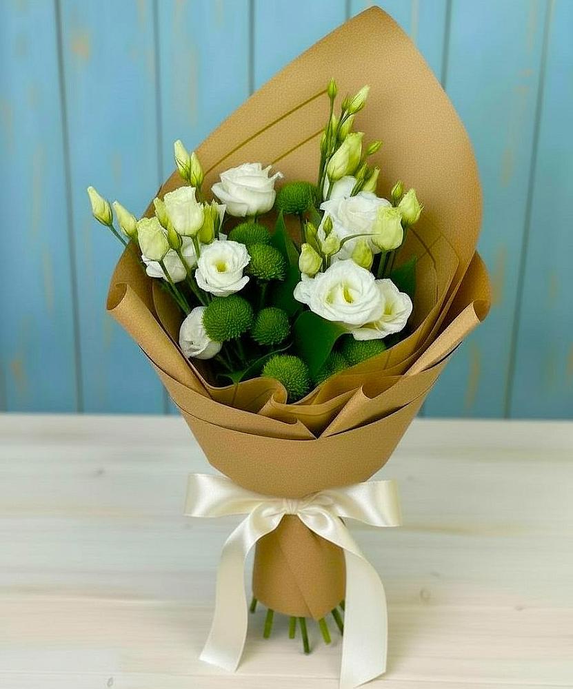 Букет цветов из: Хризантемы и Лизиантусы в Лодейном Поле