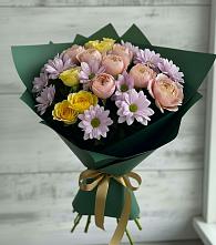 Букет цветов из:  Хризантемы и Розы в Лодейном Поле