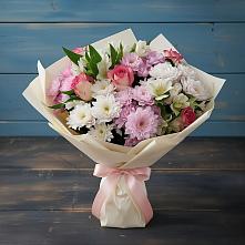 Букет цветов из:  Хризантемы, Альстромерии и Розы в Лодейном Поле