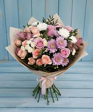 Букет цветов из:  Хризантемы, Розы и Альстромерии в Лодейном Поле