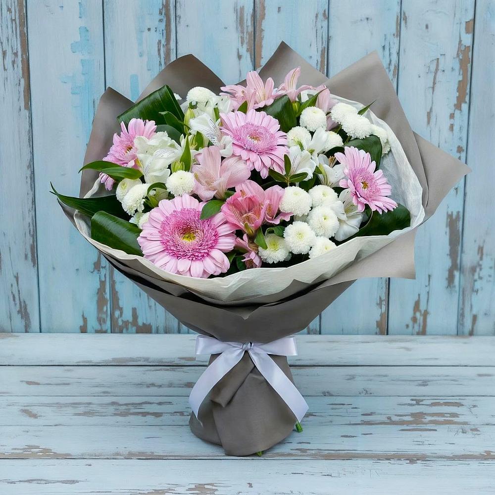Букет цветов из: Герберы, Альстромерии и Хризантемы в Лодейном Поле