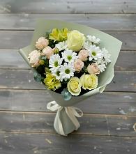 Букет цветов из:  Альстромерии, Розы и Хризантемы в Лодейном Поле