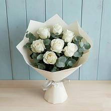 Букет Белые розы в Эвкалипте в Лодейном Поле